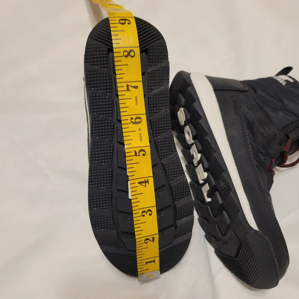 Sorel Black and Red Outdoor Boots with Rugged Sole For Kids Size 1